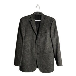 Guy Laroche Men's Gray Lamb's Wool Single Breast Notch Lapel Blazer